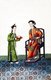 China: Hand-painted representation of mistress and servant in 19th century Qing Dynasty high society